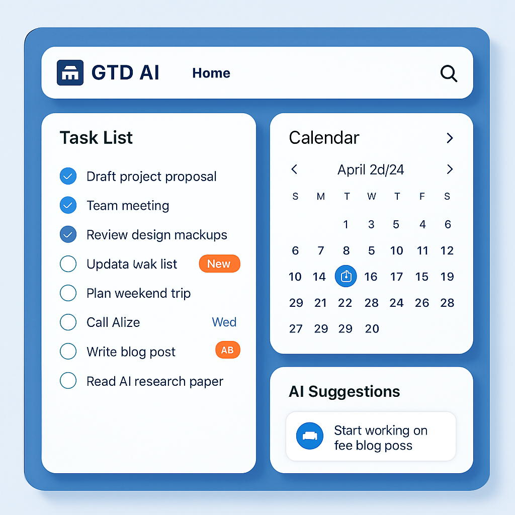 GTD AI 助手 UI概念图